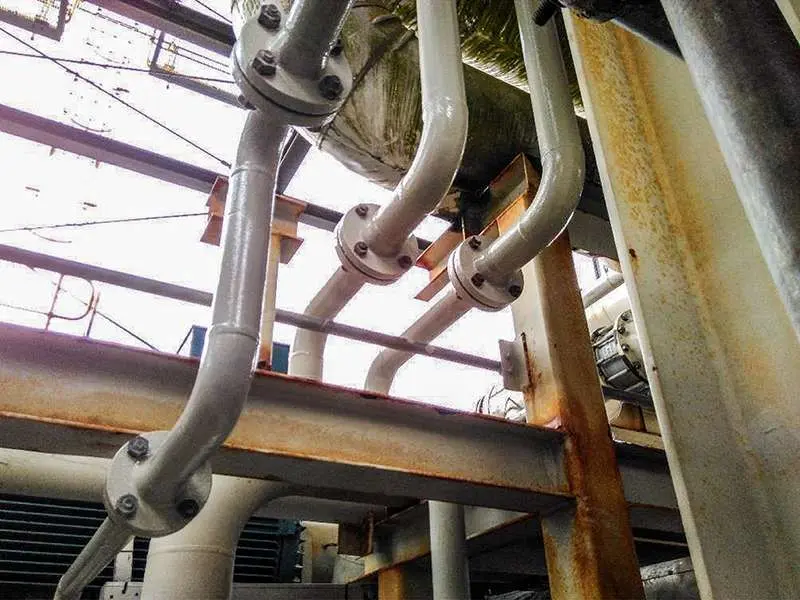 Corroded pipes coated with NanoPrep and PPG PSX 700