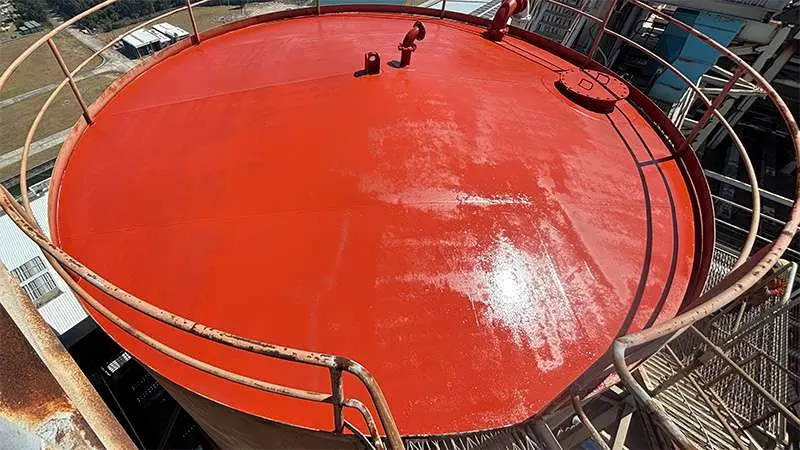 Water tank roof protected from corrosion with NanoPrep